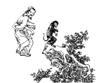 alte chinesische Zeichnung mit Affen